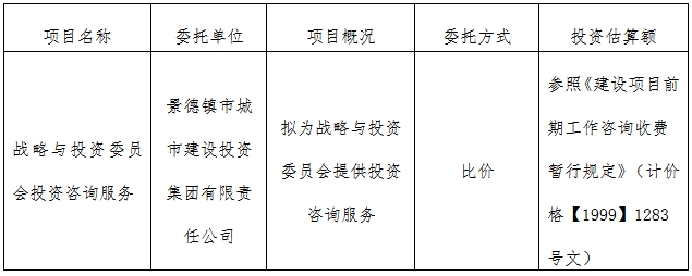 戰(zhàn)略與投資委員會(huì)投資咨詢服務(wù)計(jì)劃公告　