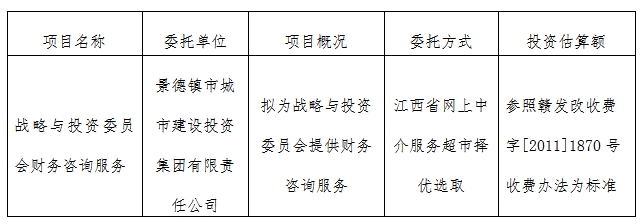 戰(zhàn)略與投資委員會財(cái)務(wù)咨詢服務(wù)計(jì)劃公告　　　　　　