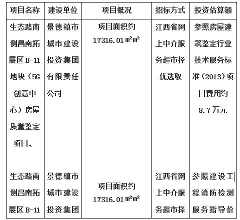 生態(tài)路南側昌南拓展區(qū)B-11地塊（5G創(chuàng)意中心）房屋質量鑒定項目、生態(tài)路南側昌南拓展區(qū)B-11地塊（5G創(chuàng)意中心）消防安全評估項目計劃公告